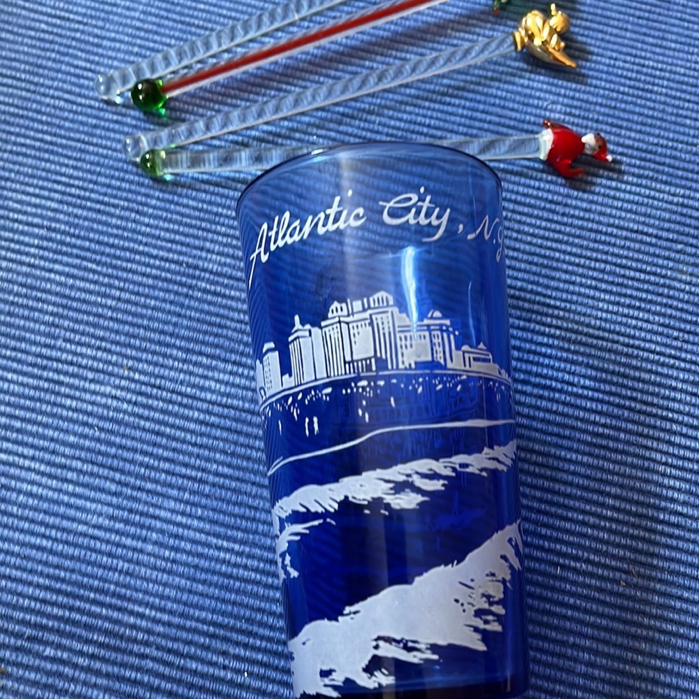 5” blue Atlantic City glass
